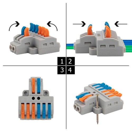 Клемма REXANT СМК 2x3 проходная разветвительная 2 полюса, с монтажной пл 07-5234-05 - изображение 5