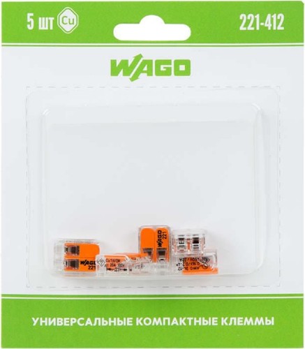 Клемма WAGO 07-5161-05 универсальная 2-контактная до 4,0 мм² (5 шт/уп)