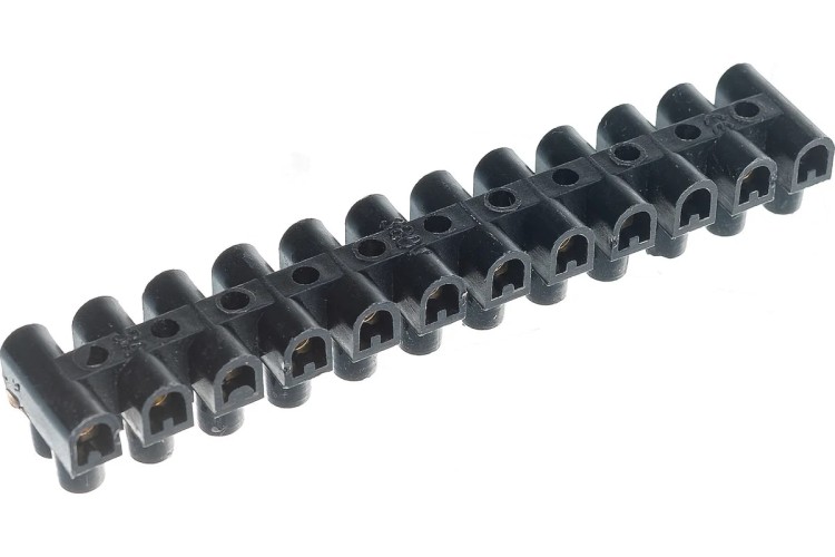 Клеммная колодка REXANT 07-5004-2 ( уп. 10 штук ) винтовая КВ- 4 (1,5-4 мм²), ток 3A, черная (ЗВИ) 07-5004-2