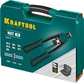 Клепальник KRAFTOOL NUT-12 резьбовой двуручный в кейсе, резьбовые м3-м12 алюм 31183 - изображение 2