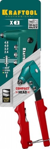 Клепальник KRAFTOOL "X-3" с литым корпусом, 31170, для заклепок 2.4-4.8 мм-а 31170_z01 - изображение 2