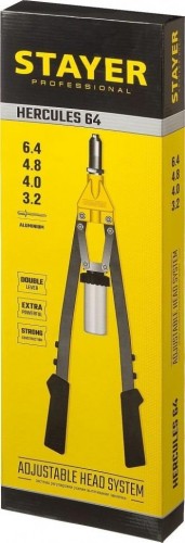 Клепальник STAYER HERCULES-64 двуручный усиленный, 3106, 3.2-6.4 мм-алюминий, pr 3106_z01 - изображение 4