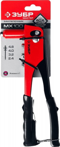 Клепальник ЗУБР МАСТЕР М-100 31050, для алюминиевых 2.4-4.8 мм, cтальной корпус 31050_z01 - изображение 5