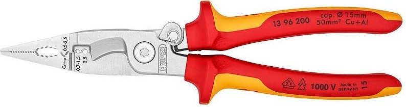 Клещи электромонтажные диэлектрические KNIPEX 1396200SB 200 мм 6-в-1 KN-1396200SB