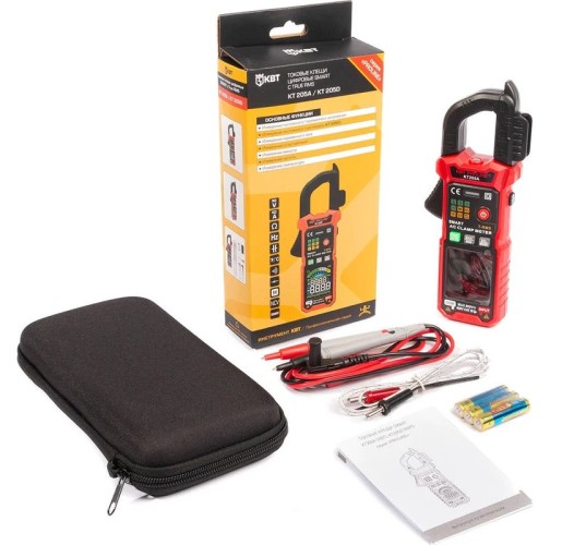 Клещи токоизмерительные КВТ КТ 205А серия PROLINE цифровые 90385 - изображение 4