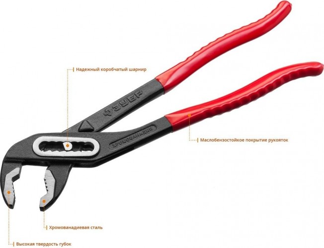 Клещи ЗУБР МАСТЕР переставные сr-v, высокомощный коробчатый шарнир,  2242-24_z01 - изображение 2