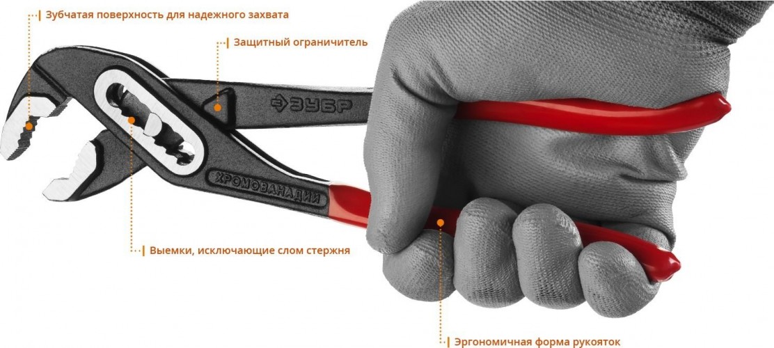 Клещи ЗУБР МАСТЕР переставные сr-v, высокомощный коробчатый шарнир,  2242-30_z01 - изображение 4