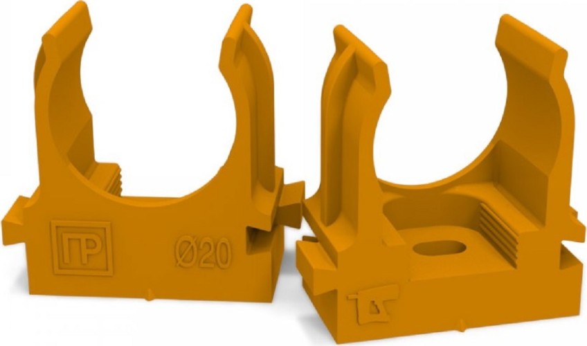 Клипса для труб ПРОМРУКАВ PR13.0152 для монтажного пистолета оранжевая Д20, 100шт