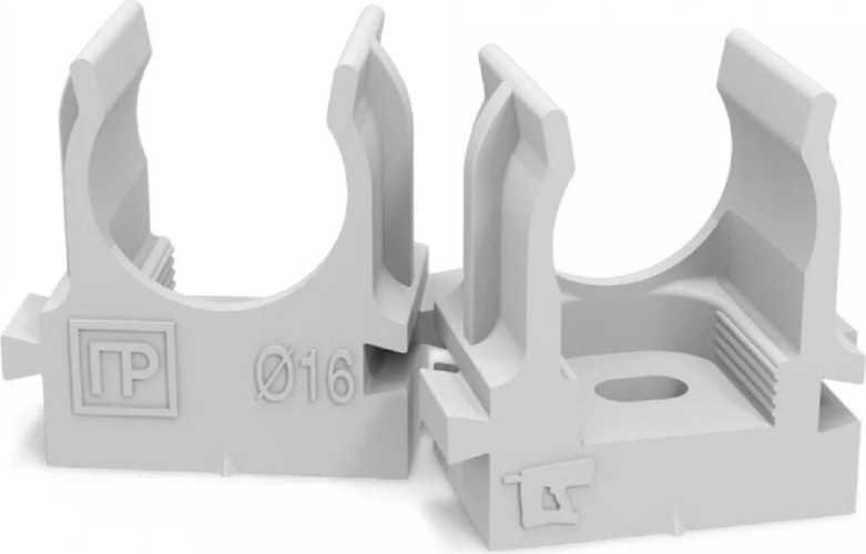 Клипса для труб ПРОМРУКАВ PR13.0119 для монтажного пистолета серая в П/Э Д16, 100 шт