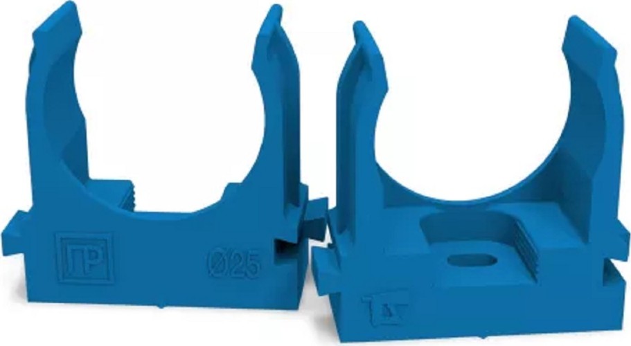 Клипса для труб ПРОМРУКАВ PR13.0145 для монтажного пистолета синяя Д25, 100шт
