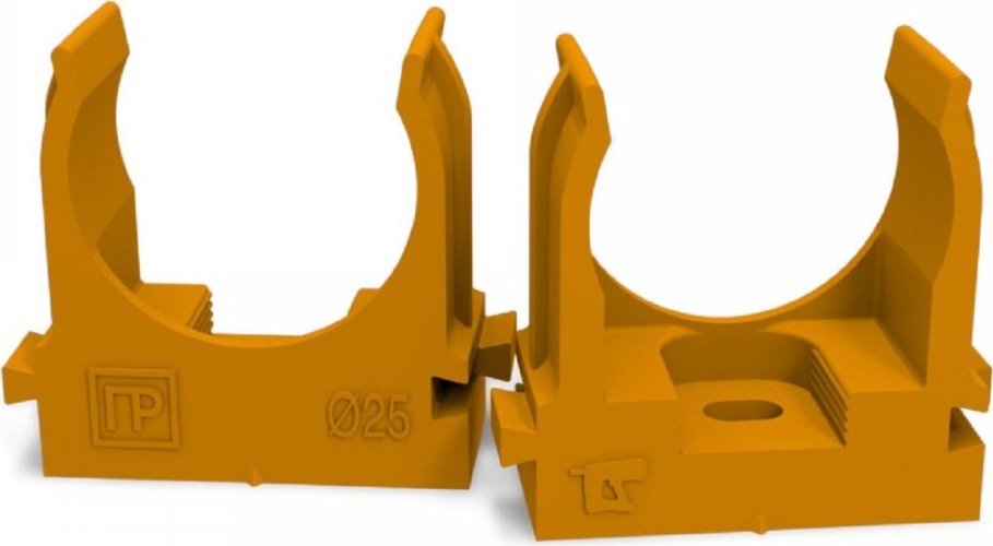 Клипса для труб ПРОМРУКАВ PR13.0153 для монтажного пистолета оранжевая Д25, 100шт
