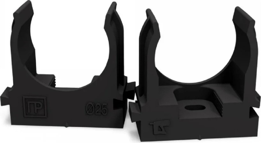 Клипса для труб ПРОМРУКАВ PR13.0133 для монтажного пистолета черная Д25, 100шт