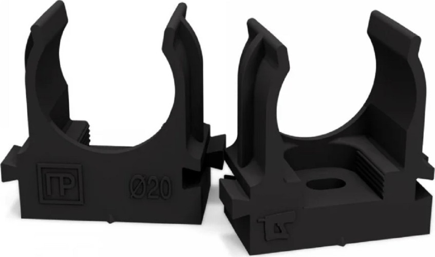 Клипса для труб ПРОМРУКАВ PR13.0132 для монтажного пистолета черная Д20, 100 шт