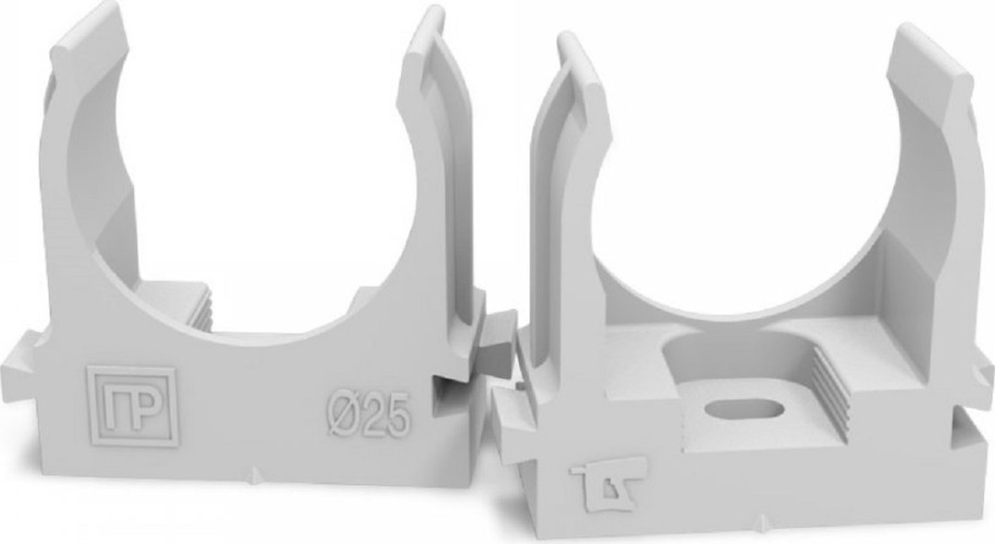 Клипса для труб ПРОМРУКАВ PR13.0121 для монтажного пистолета серая Д25, 100шт