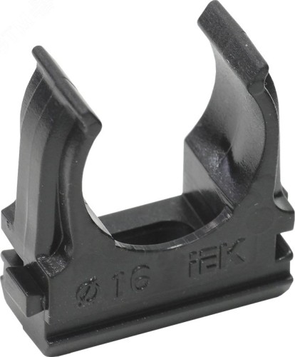 Клипса IEK CF16 для труб с защелкой черн.  CTA10D-CF16-K02-100