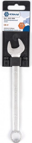 Ключ комбинированный Кобальт 642-906 15 мм cr-v - изображение 2