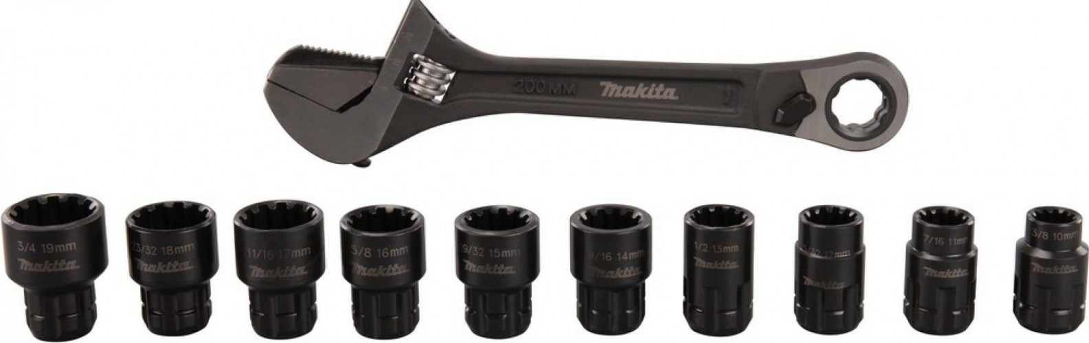 Ключ комбинированный MAKITA B-65458 8" (200мм) с проходными головками в наборе