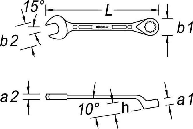 Ключ комбинированный Norgau тип N7B изогнутый 3/4" 060223435 - изображение 2