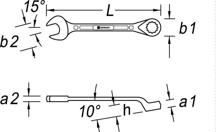 Ключ комбинированный Norgau тип N7B изогнутый 1.1/4" 060223459 - изображение 2