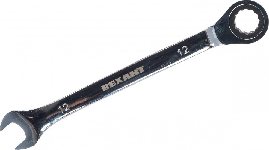 Ключ комбинированный REXANT 12-5807-1 трещоточный 12 мм, crv, зеркальный хром - изображение 2