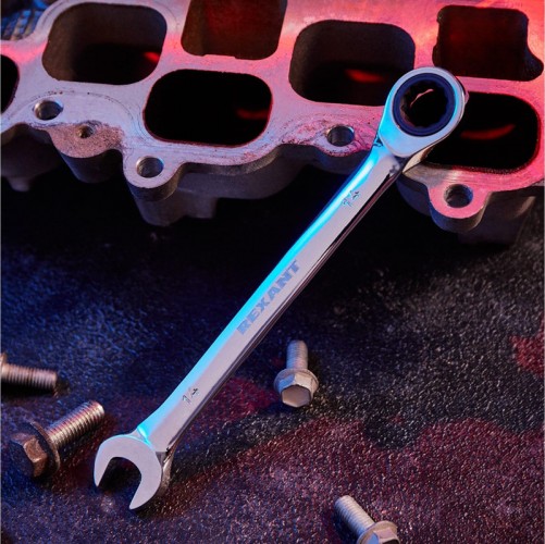 Ключ комбинированный REXANT 12-5809-1 трещоточный 14 мм, crv, зеркальный хром - изображение 3