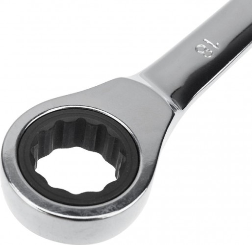 Ключ комбинированный REXANT 12-5819-1 трещоточный 18 мм, crv, зеркальный хром - изображение 2