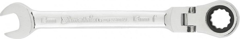 Ключ комбинированный трещоточный MATRIX 13мм , crv, шарнирный, зерк.хром 14865
