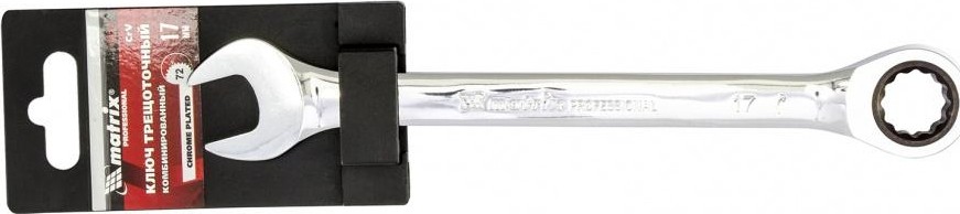Ключ комбинированный трещоточный MATRIX 17мм , crv, зеркальный хром 14810 - изображение 2