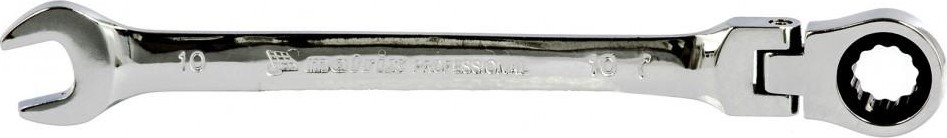 Ключ комбинированный трещоточный MATRIX 10мм , crv, шарнирный, зерк.хром. 14862