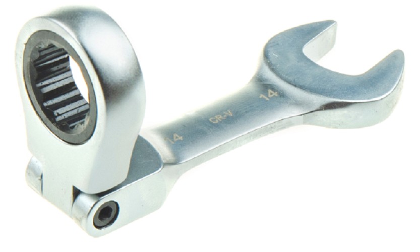 Ключ комбинированный трещоточный ARNEZI R1030714 14 мм шарнирный, короткий - изображение 3