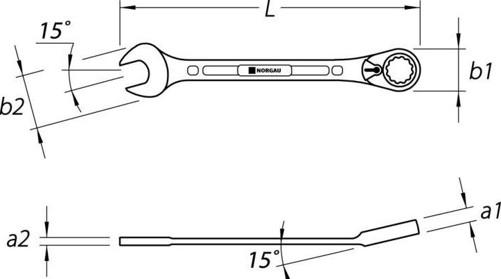 Ключ комбинированный трещоточный Norgau тип N7UR с переключающейся 18 мм 060249018 - изображение 2
