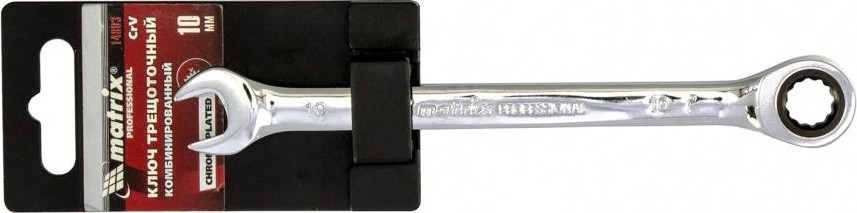 Ключ комбинированный трещоточный MATRIX 10мм,  crv, зеркальный хром 14803 - изображение 2