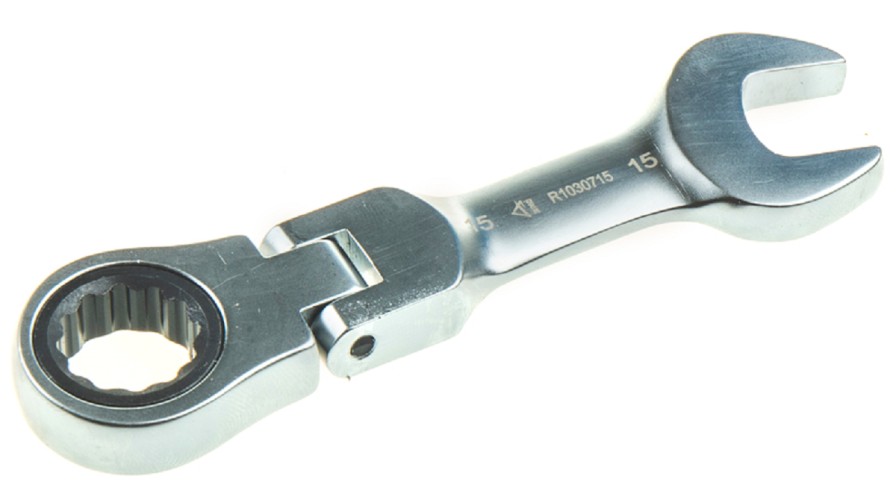 Ключ комбинированный трещоточный ARNEZI R1030715 15 мм шарнирный, короткий - изображение 2