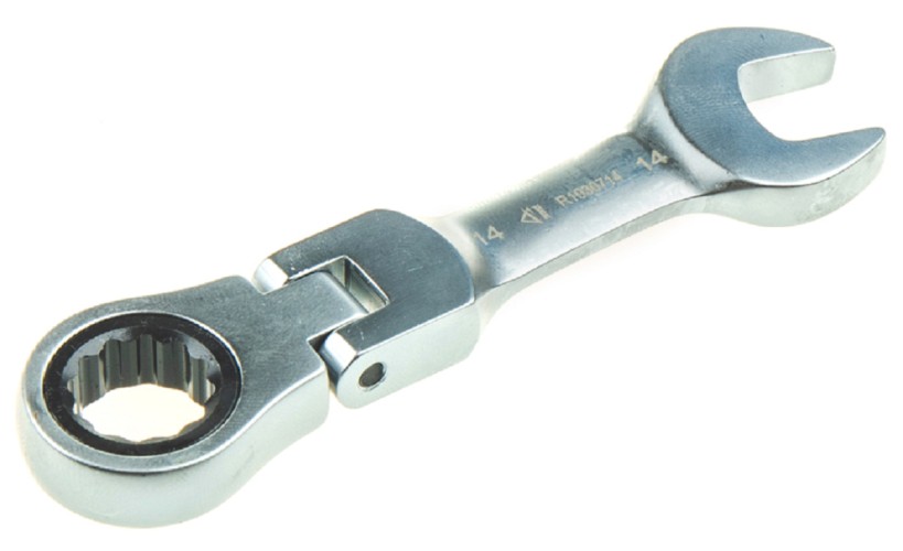 Ключ комбинированный трещоточный ARNEZI R1030714 14 мм шарнирный, короткий - изображение 2