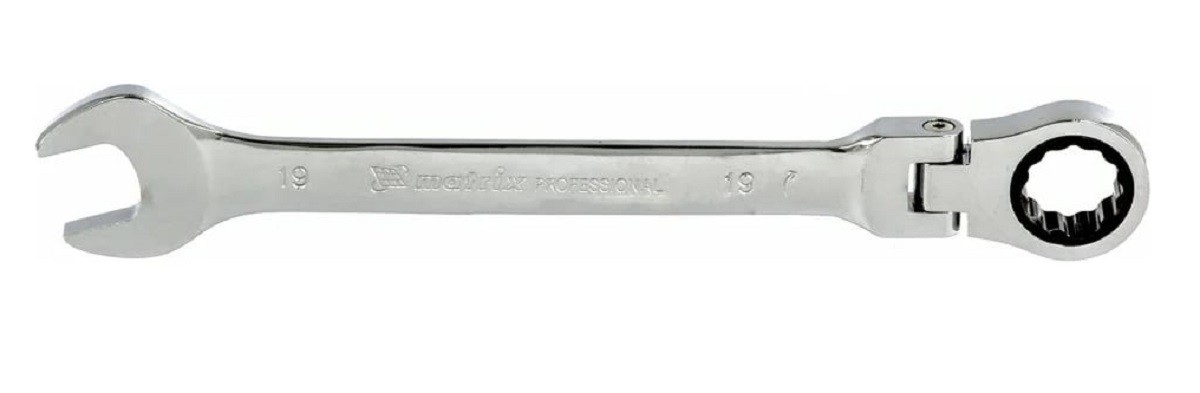 Ключ комбинированный трещоточный MATRIX 14871 19мм, CrV, шарнирный