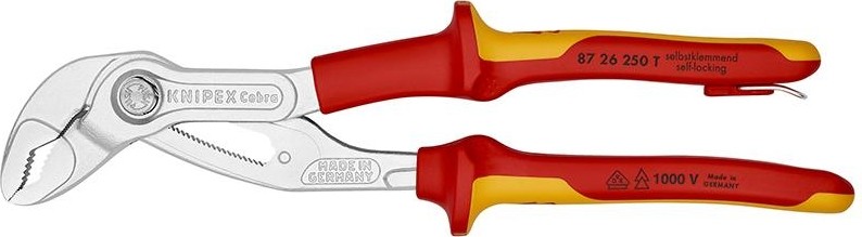 Ключ переставной KNIPEX 8726250T cobra 250 мм с фиксатором, диэлектрические KN-8726250T