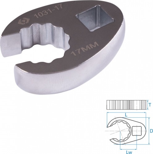 Ключ разрезной KING TONY 1031-17R (воронья лапка) 17 мм, 3/8" - изображение 2