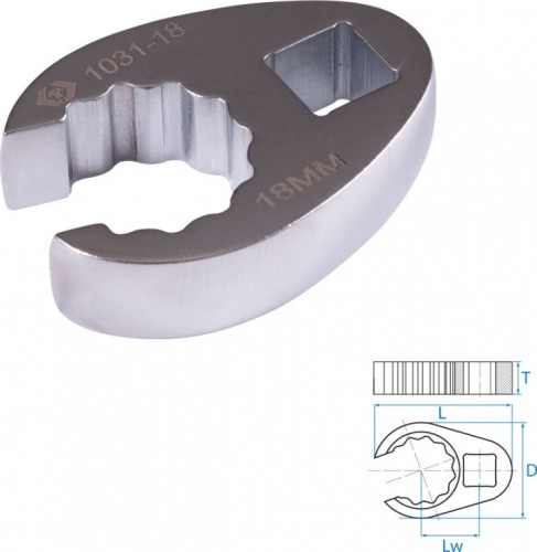 Ключ разрезной KING TONY 1031-18R (воронья лапка) 18 мм, 3/8" - изображение 2