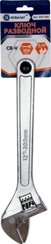 Ключ разводной Кобальт 647-536 300 мм, ширина захвата 36 мм cr-v - изображение 2