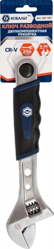 Ключ разводной Кобальт 647-567 250 мм, ширина захвата 30 мм, двухкомпонентная рук - изображение 2