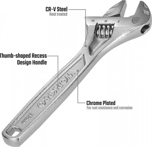 Ключ разводной WORKPRO WP272007 для высоких нагрузок 30х200мм - изображение 5