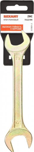 Ключ рожковый REXANT 12-5831-2 19х22 мм, желтый цинк - изображение 3