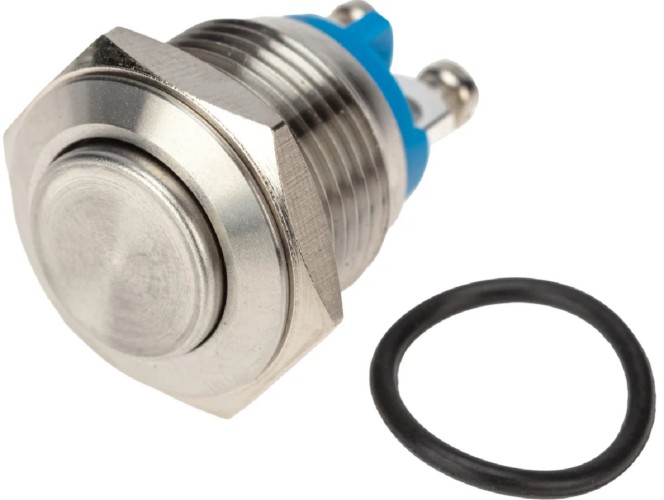 Кнопка антивандальная REXANT 36-3231 (уп. 10 штук ) Ø16 Б/Фикс (2с винт) OFF-(ON) выпуклая (A16-A3) 36-3231