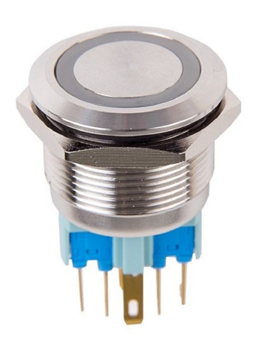 Кнопка антивандальная REXANT 36-3510 (уп. 10 штук ) Ø22 12В(LED) Б/Фикс (5с) OFF-ON/ON-OFF подсв/красн 36-3510