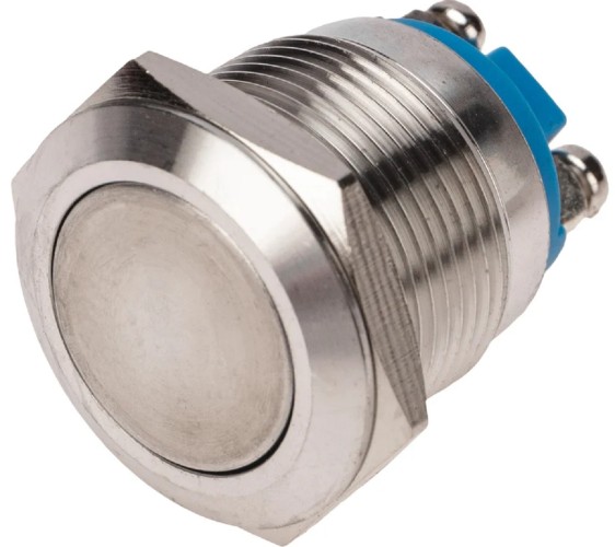 Кнопка антивандальная REXANT 36-3411 (уп. 10 штук ) Ø19 Б/Фикс (2с винт) OFF-ON плоская PBS-28В-2 36-3411