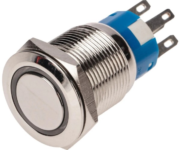 Кнопка антивандальная REXANT 36-3420 (уп. 10 штук ) Ø19 12В(LED) Фикс (5с) OFF-ON/ON-OFF подсв/красная 36-3420