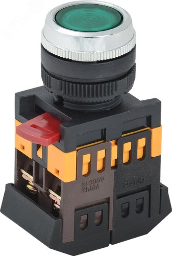 Кнопка IEK ABLFS-22 d=22мм неон/240В 1з+1р зеленая BBT30-ABLFS-K06
