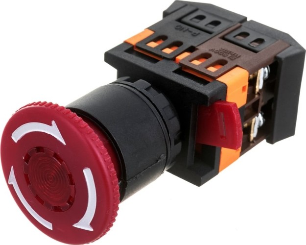 Кнопка IEK ANE-22 "Грибок"d=22мм 1з+1р неон/240В с фиксацией  BBG40-ANE-K04 - изображение 2