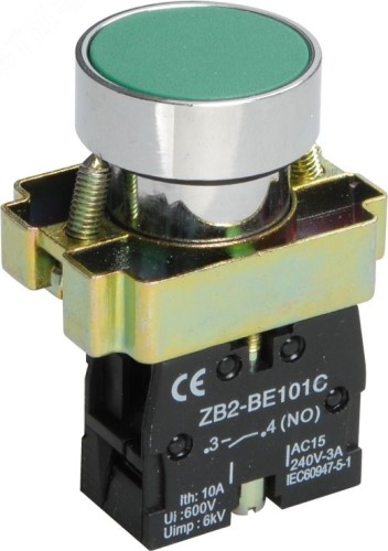 Кнопка IEK LAY5-BA31 без подсветки зеленая 1з  BBT60-BA-K06