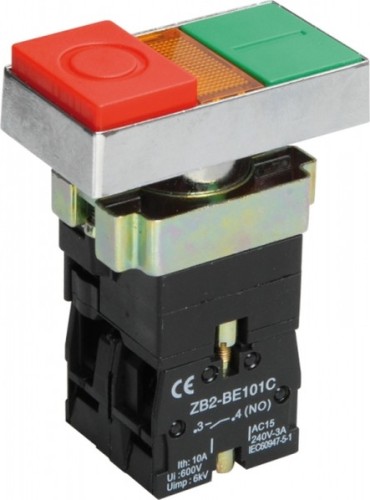 Кнопка IEK LAY5 "I-O", сдвоенная с подсветкой BBD40-BW-K51